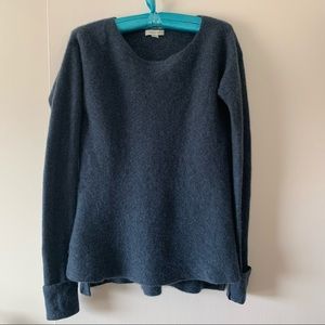 Garnet Hill Cashmere Horizontal Rib Side-Slit Sweater